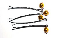 Barrettes métal et perles dorées 2 - Collection Bric à Brac
