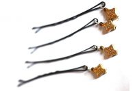 Barrettes métal et perles métal doré 3 - Collection Bric à Brac