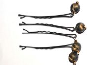 Barrettes métal et perles résine noir 2 - Collection Bric à Brac