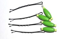 Barrettes métal et perles vertes en bois - Collection Bric à Brac