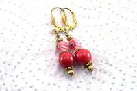 Boucles d'oreilles roses et rouges - Collection Pacific