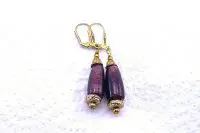 Boucles d'oreilles violettes et dorées - Collection Cooper