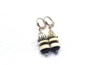 Boucles d'oreilles en corne rayée et os - Collection Casamance