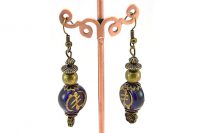 Boucles d'oreilles bleu et bronze - Collection Cooper