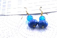 Boucles d'oreilles en double bleu - Collection Erzébet