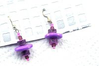 Boucles d'oreilles violettes en résine - Collection Erzébet