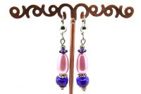 Boucles d'oreilles rose perlé et bleu - Collection Jaisalmer