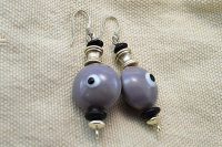 Boucles d'oreilles violet, noir et argent - Collection Jaisalmer
