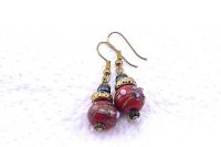 Boucles d'oreilles en lampwork rouge - Collection Pacific