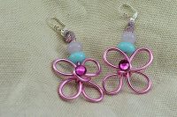 Boucles d'oreilles fil en alu rose clair - Collection Gozo