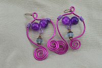 Boucles d'oreilles fil en alu rose fuchsia - Collection Gozo