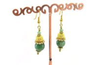 Boucles d'oreilles en jade et dorées