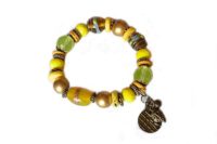 Bracelet en perles de verre et bronze