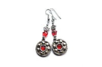 Boucles d'oreilles métal et rond rouge