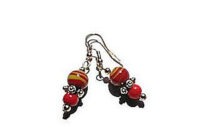 Boucles d'oreilles en deux rouges